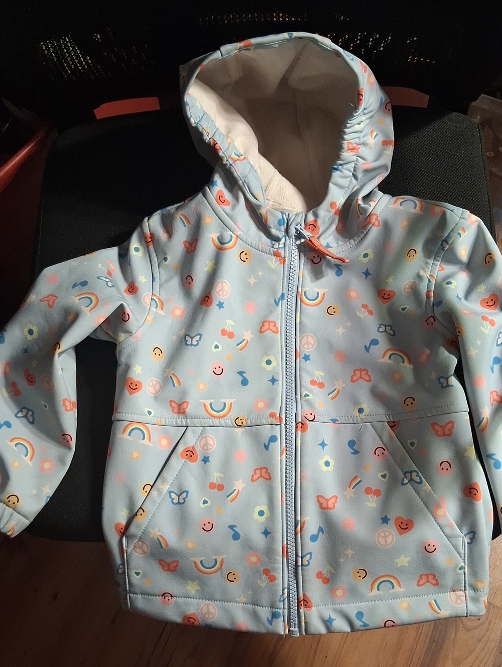 Cat & Jack Light Blue Hooded Jacket with Multicolor Prints